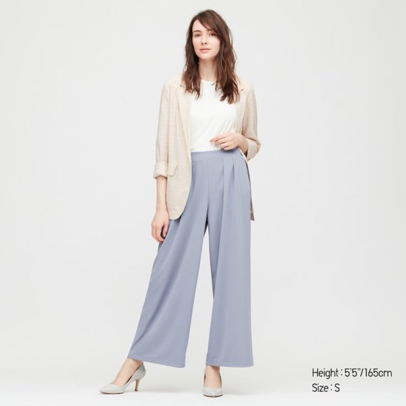 pale blue high waisted belted trousers